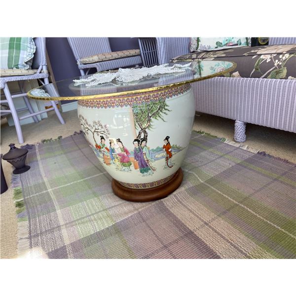 Chinese Planter/Pot with Glass Top ( Not an Actual Table)