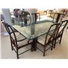 Image 1 : Wood/Glass Dining Table & Six Cushioned Chairs.