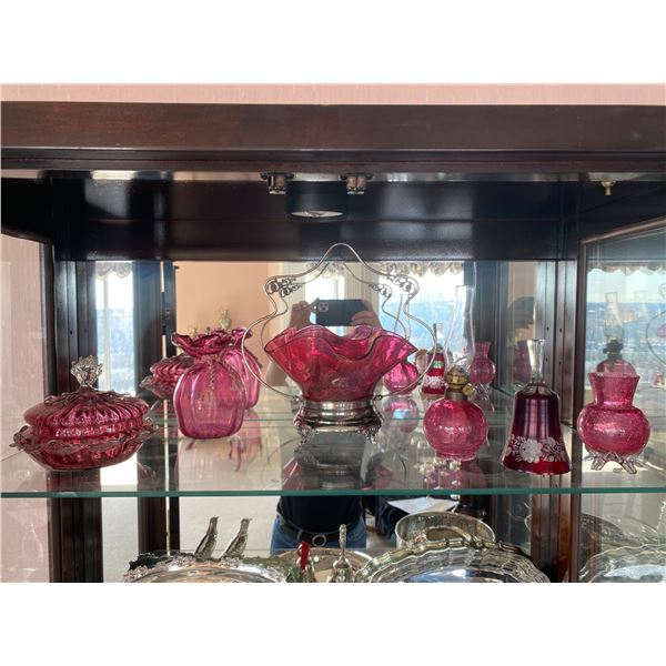 Various Cranberry Glass Pieces