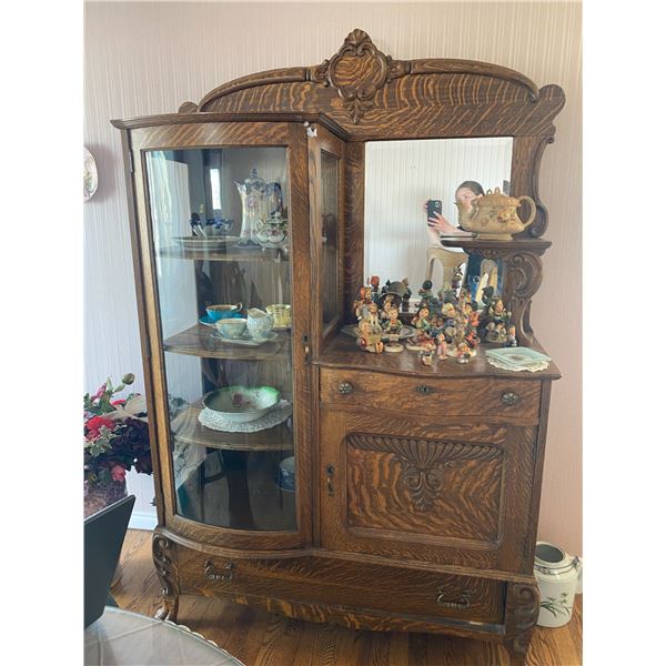 Antique Sideboard with Cabinet and Mirror Backing