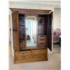 Image 6 : Antique Wooden Wardrobe with Shelves & Drawers
