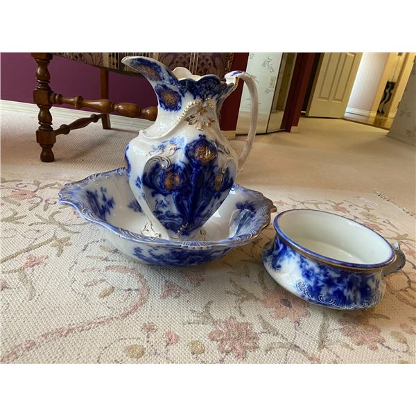 Antique Wash Basin, Jug, Cloth Bowl