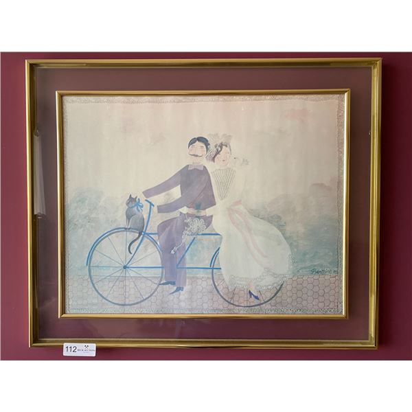 Framed Picture of Lovers on Bicycle