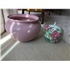 Image 1 : One Large Pink Pot & One Small Chinese Themed Pot