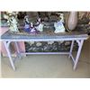Image 1 : Antique Lilac Wicker Console Table With Glass Top