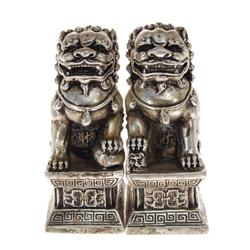 Chinese Bronze Nickel Fu Dog Pair (ANT-438)