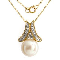 Exquisite Wt Pearl Diamond Necklace Pendant $1995 (JEW-322)