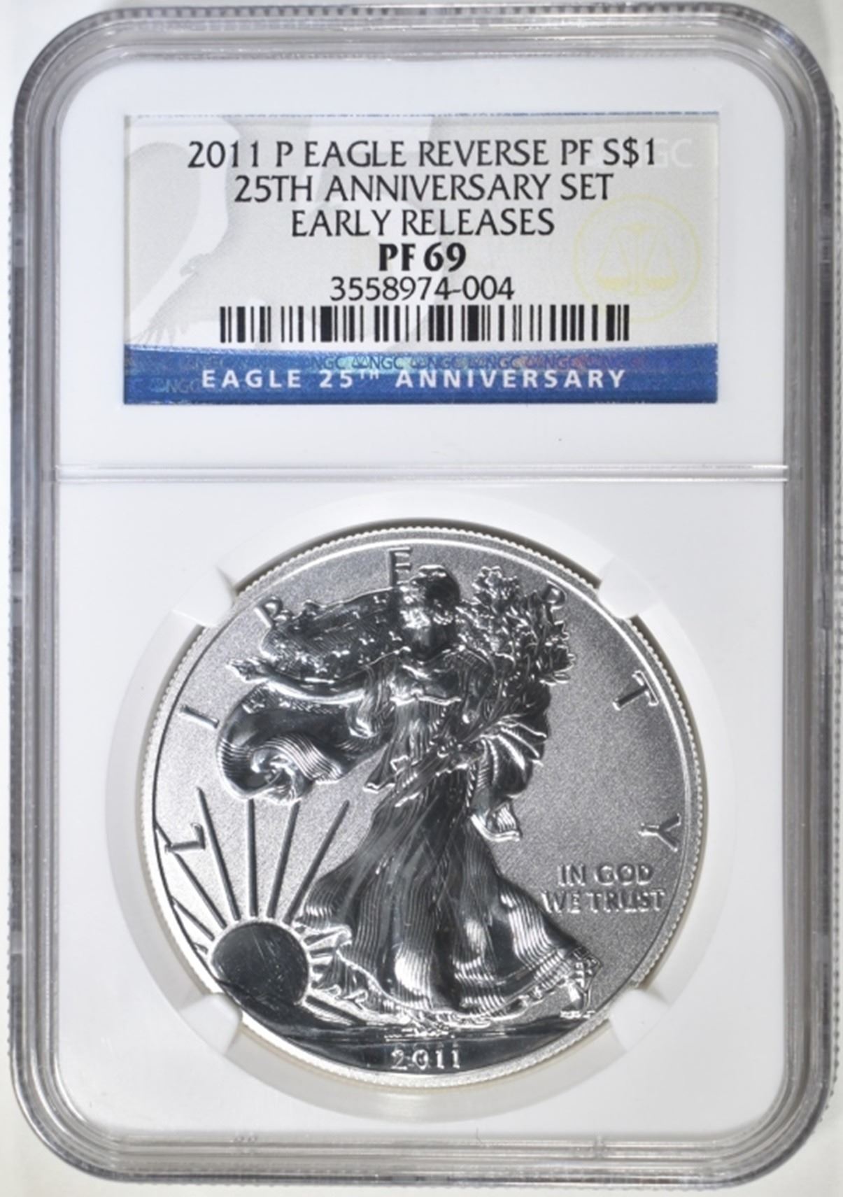 2011 REVERSE PROOF ASE 25TH ANNI ER NGC PF 69