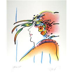 Peter Max, Lady with Feathers, Lithograph