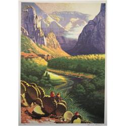 Howard Koslow, River Valley, Lithograph