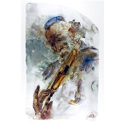 Chaim Gross, Fiddler, Lithograph