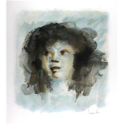 Leonor Fini, Tete de Jeune Fille, Lithograph