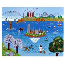 Gisela Fabian, New York Fantasy, Folk Serigraph