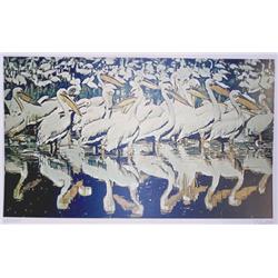 Fran Bull, Pelicans, Serigraph 