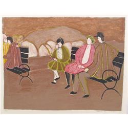 Harold Baumbach, Park Bench, Lithograph