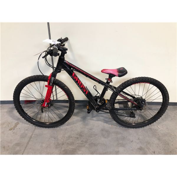 BLACK GHOST FRONT SUSPENSION 21 SPEED MOUNTAIN BIKE