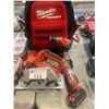 Image 2 : MILWAUKEE CORDLESS CIRCULAR SAW, ELECTRIC 1/2" HAMMER DRILL AND 4-1/2" GRINDER WITH CHARGER,