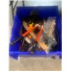 Image 1 : BIN OF ASSORTED HAND TOOLS INCLUDING BOLT CUTTER, HAMMER, GARDEN SAW AND MISCELLANEOUS ITEMS