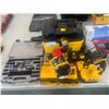 Image 1 : LOT OF ASSORTED DEWALT POWER TOOLS INCLUDING WET/DRY VACUUM, DCD710S2 DRILL/DRIVER KIT, BATTERIES,