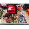 Image 1 : LOT OF MILWAUKEE CORDLESS HAND TOOLS AND ELECTRICAL ITEMS INCLUDING SAW, HAMMER DRILL, BATTERIES