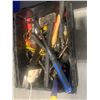 Image 2 : BIN OF MISCELLANEOUS HAND TOOLS INCLUDING JUMPER CABLE, ESTWING HAMMER AND MORE