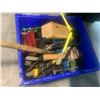 Image 2 : BIN OF MISCELLANEOUS HAND TOOLS INCLUDING DEWALT GRINDER (NO BATTERY) SOG CAMP AXE AND MORE