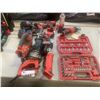 Image 1 : LOT OF ASSORTED MILWAUKEE TOOLS INCLUDING DRILLS, BATTERIES, ANGLE GRINDER, SAW
