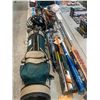 Image 1 : LOT OF ASSORTED SPORTS ITEMS INCLUDING GLOBAL GOLF DRIVERS, BASEBALLS BATS, CRICKET BAT, HELMET,