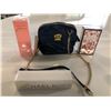 Image 1 : NAVY BLUE PRATESI ITALIAN LEATHER PURSE WITH MICHEAL KORS SEXY AMBER PERFUME, ESTEE LAUDER PLEASURES