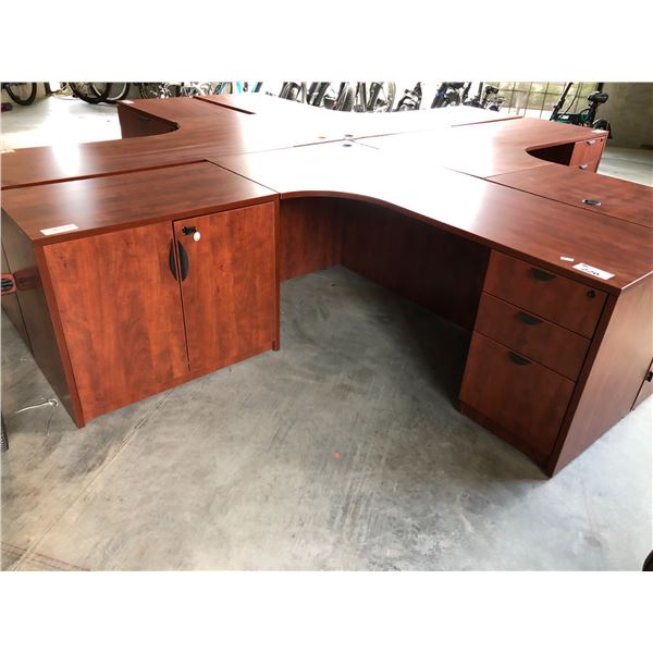 CHERRY 6' X 6 CORNER COMPUTER DESK