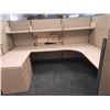 Image 1 : 3 PERSON TEKNION OFFICE WORKSTATION DISASSEMBLED WITH OVERHEAD STORAGE AND MORE