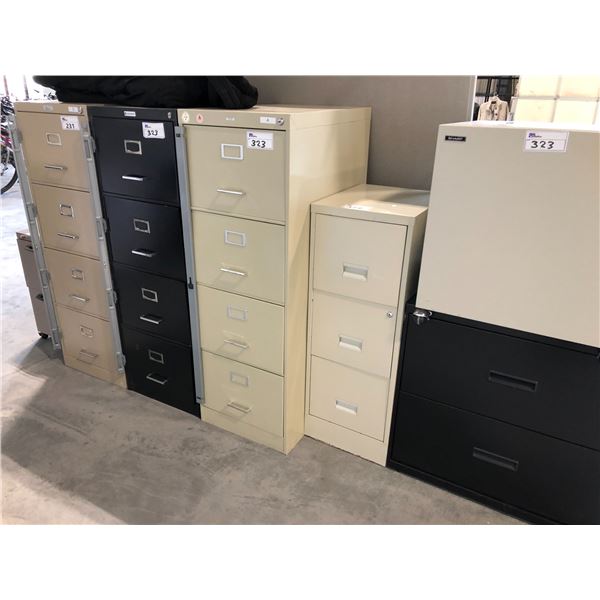 LOT OF FILE CABINETS, BOOKCASE AND OFFICE PARTITION