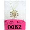 Image 1 : Gold Plate Diamond Snowflake Pendant & Chain