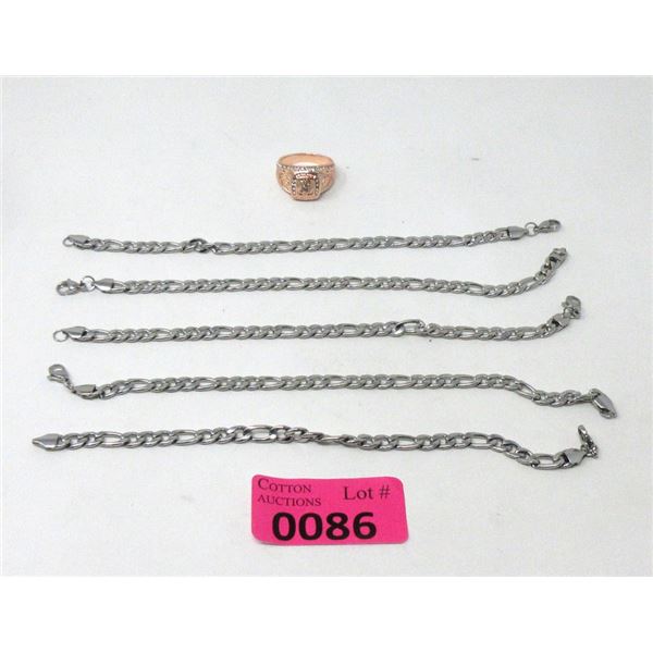 5 New Metal Bracelets & 1 New Bit Coin Ring