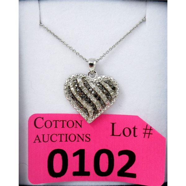 1/2 CTW Black & White Diamond Heart Necklace