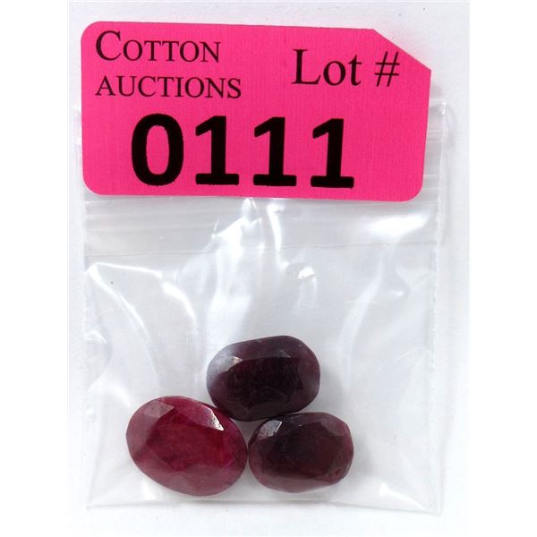 3 Oval Cut Ruby Gemstones - 50 CTW