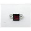 Image 1 : Sterling Silver Garnet & Diamond Ring