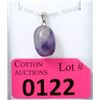 Image 1 : One Inch Amethyst Gemstone Pendant with Chain
