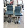 Image 1 : 2 Blue Fabric Upholstered Counter Stools