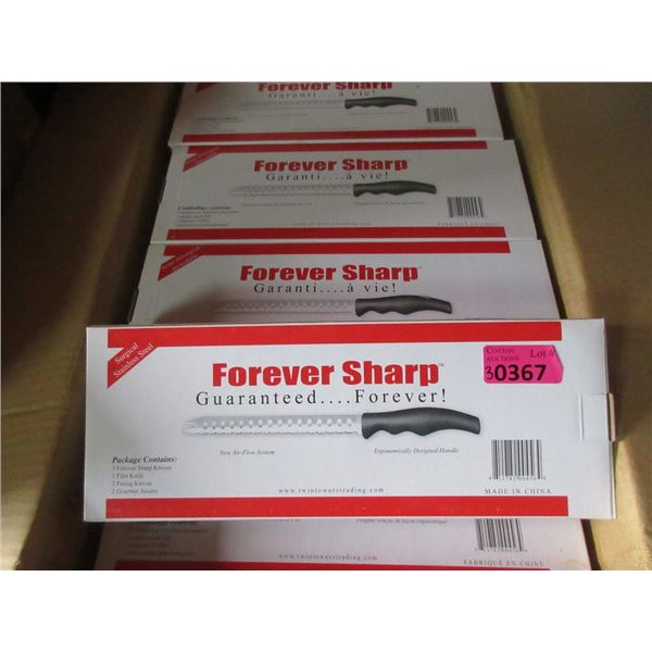 3 New Forever Sharp Stainless Steel Knife Sets