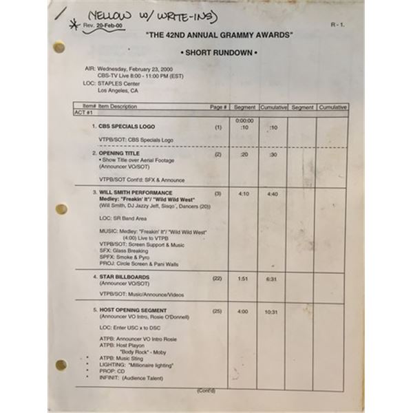 42nd annual Grammy awards script