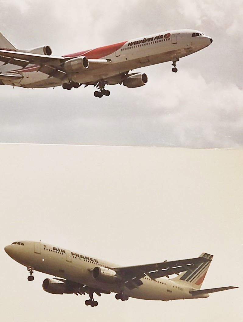 Collection of photos of modern airplanes.