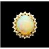 Image 2 : 17.50 ctw Opal and Diamond Ring - 14KT Yellow Gold