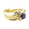 Image 1 : 1.04 ctw Blue Sapphire And Diamond Ring And Band - 14KT Yellow Gold