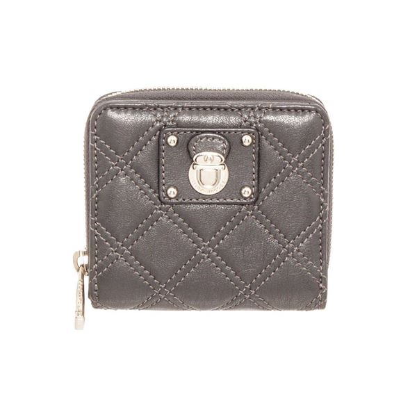 Marc Jacobs Grey Quilted Leather Compact Zippy Wallet