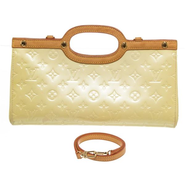 Louis Vuitton Cream Monogram Vernis Leather Roxbury Drive Bag