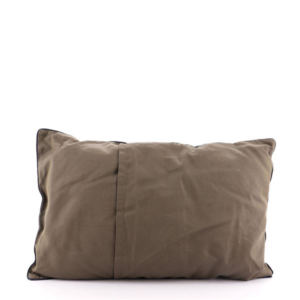 Hermes Logo Throw Pillow Printed Silk and Cotton Green