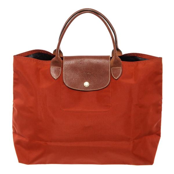 Red Nylon Le Pliage No Zipper Medium Tote Bag