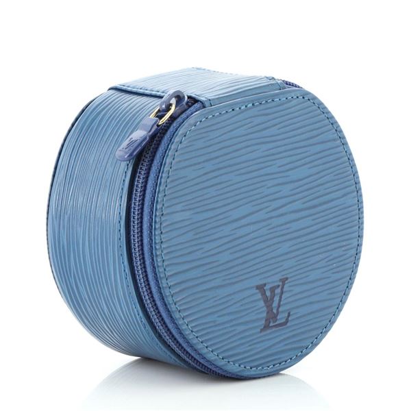 Louis Vuitton Ecrin Bijoux Jewelry Case Epi Leather PM Blue