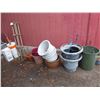 Image 1 : Qty of Various Planters, Qty of Buckets, Wooden Climbing Cucumber Cage and Green Cross Sprayer